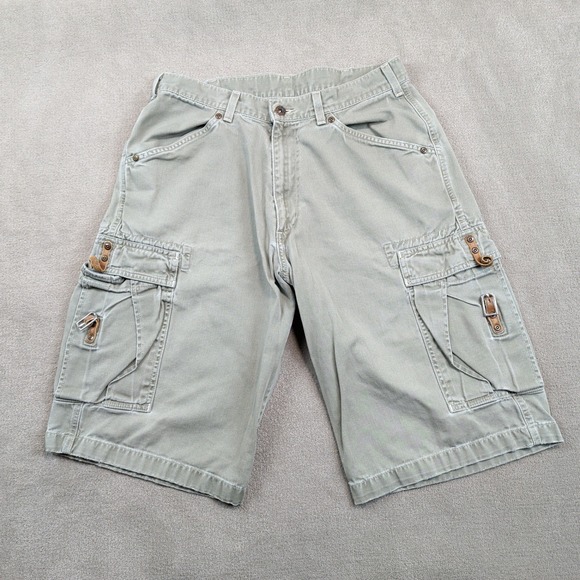 Polo Jeans Co Size 30 Vintage 90s Cargo Shorts Leather Buckle Utility Green — photo 2